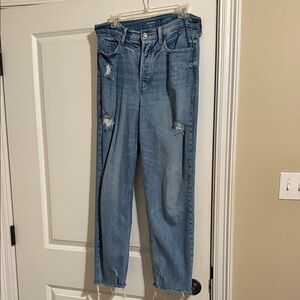 Old Navy Light Blue Distressed sky hi Straight Leg Jeans